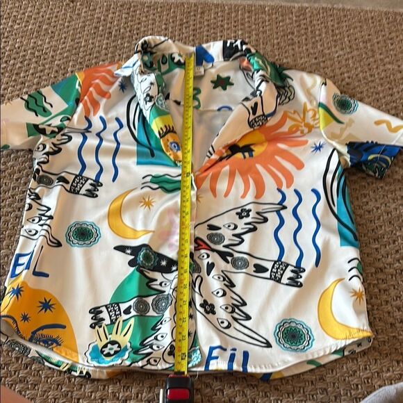 Joie White and Green Artistic Blouse - Picture 9 of 9